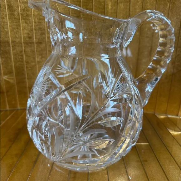 VTG American brilliant. Cut crystal pitcher art deco